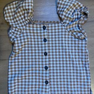 Madewell Brown Gingham Button-Down Top